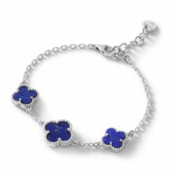 Trébol Sterling Silver and Lapis Lazuli Clover Bracelet