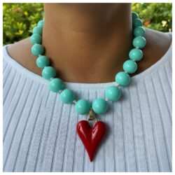 Turquoise Red Heart Necklace