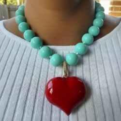 Turquoise Red Heart Necklace