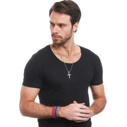 Ucayali Men's Sterling Silver Cross Necklace