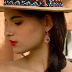 Urpi Sterling Silver and Red Spondylus Earrings Andes Luxe