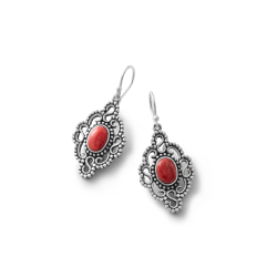 Urpi Sterling Silver and Red Spondylus Earrings