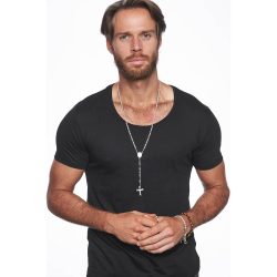 Vancouver Men's Sterling Silver and Tiger's Eye Cross Bracelet