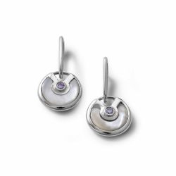 Vegas Sterling Silver Mother-of-Pearl and Crystal Earrings