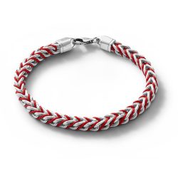 Vela Men's Red Cord and Sterling Silver Bracelet