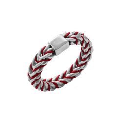 Vela Men's Red Cord and Sterling Silver Ring