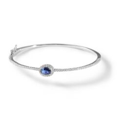 Vera Sterling Silver and Blue Crystal Bangle Bracelet