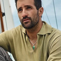 Verdemar Men's Sterling Silver and Malachite Necklace