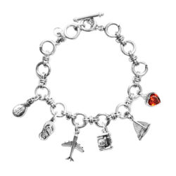 Viajera Premium Sterling Silver Charm Bracelet with 6 Charms
