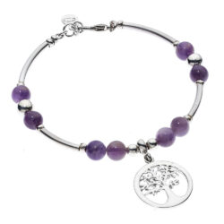 Vida Sterling Silver and Amethyst Tree of Life Bracelet