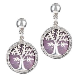 Vida Sterling Silver and Amethyst Tree of Life Earrings