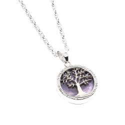 Vida Tree of Life Sterling Silver and Amethyst Necklace