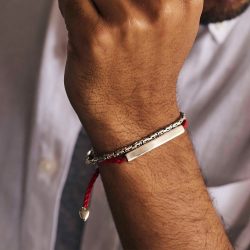 Vinicius Men’s Red Leather and Sterling Silver Bracelet Andes Luxe