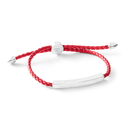Vinicius Men's Red Leather and Sterling Silver Bracelet