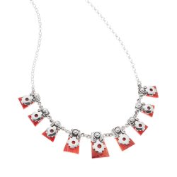 Wari Sterling Silver and Red Spondylus Necklace