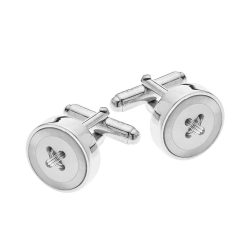 White Button Sterling Silver and Mother-of-Pearl Cufflinks