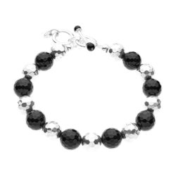 Yana Sterling Silver and Obsidian Bracelet